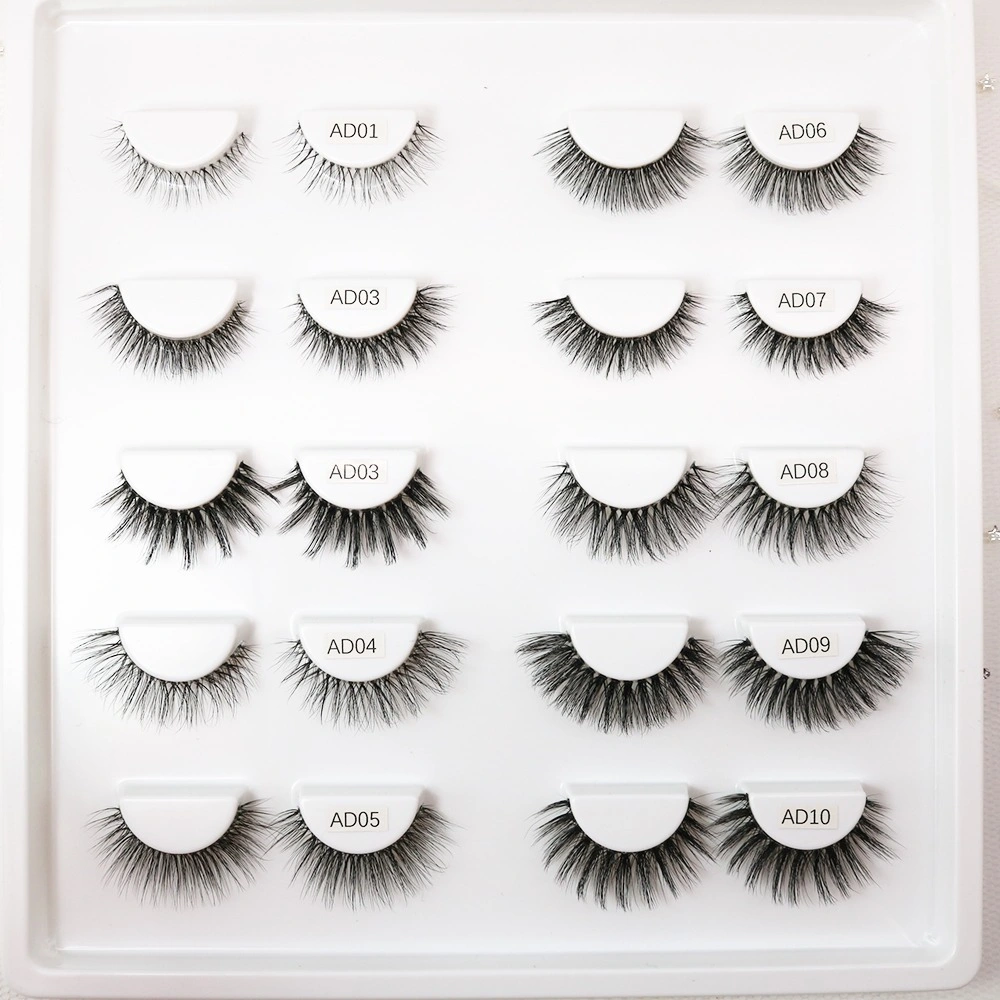 China Wholesale Plant Fiber Lashes Natural 18mm 3D Strip Eyelash Short Fluffy Softer Vegan Ecological False Lashes Eyelashes with Private Label